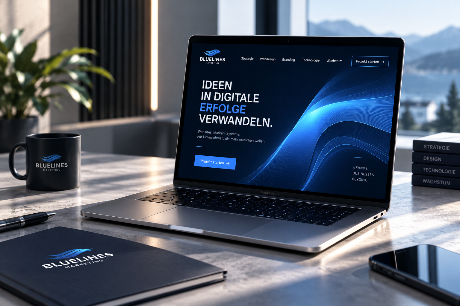 Laptop mit moderner Unternehmenswebsite